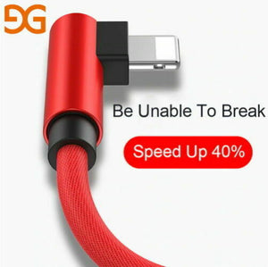 90 Degree USB Cable iPhone X 6 6s 7 8 Fast Charging Lightning Apple Cord