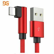 Load image into Gallery viewer, 90 Degree USB Cable iPhone X 6 6s 7 8 Fast Charging Lightning Apple Cord
